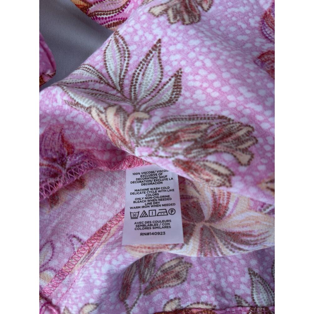 LOFT Pink Floral‎ Dress Large Boho Romantic Cottagecore Tassel Waist Mini - Picture 11 of 13